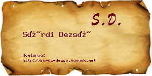 Sárdi Dezső névjegykártya